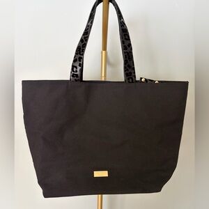 Jimmy Choo Parfums Large Black Tote Bag with Leopard Print Handles